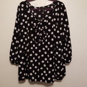 Lane Bryant Shirt Blouse Black Gray Dot 26 28